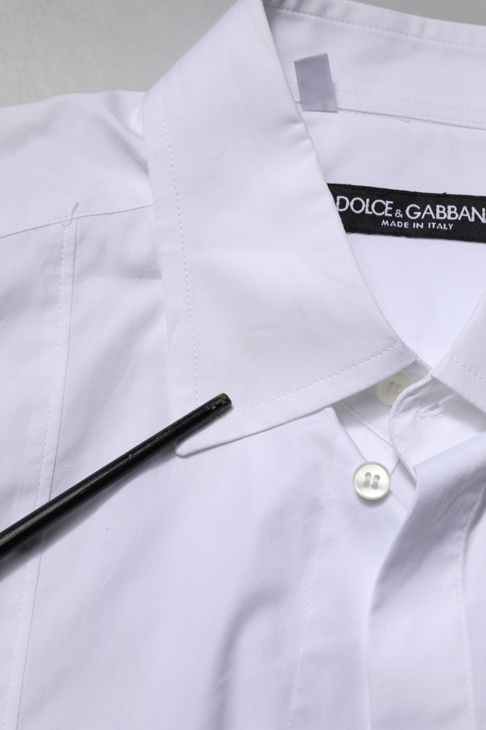 Dolce & Gabbana Weißes Baumwollkleid mit kurzen Ärmeln Formales Hemd